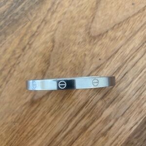 Silver toned Stainless Steel Screw-Accent Bangle Bracelet